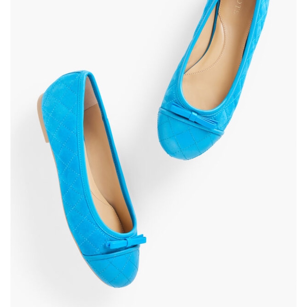 Talbots BLAIR CAP TOE QUILTED BALLET FLATS - SUEDE - Picture 7 of 8